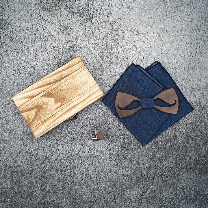 Set di 3 papillon in legno con baffi cavi divertenti da uomo - image 1