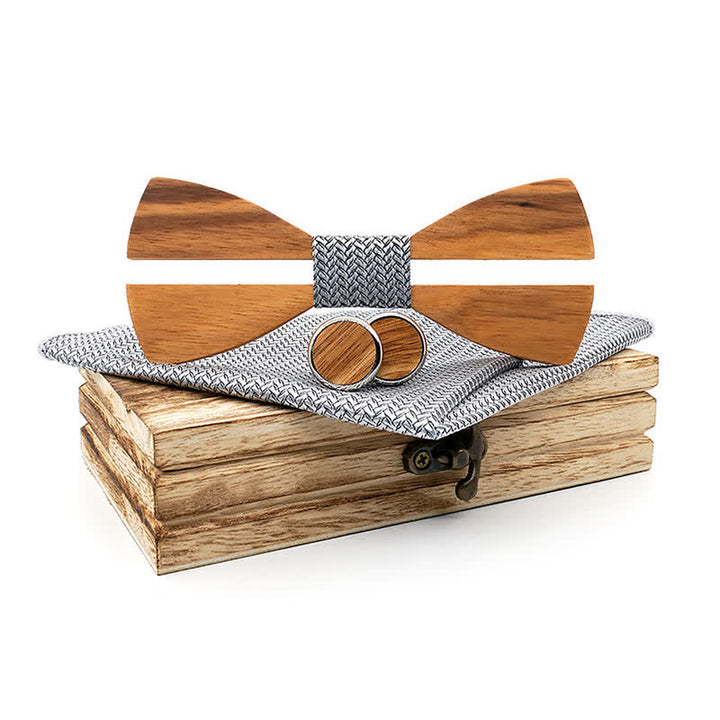 Set di 3 papillon in legno con baffi cavi divertenti da uomo - Grigio scuro - image 9