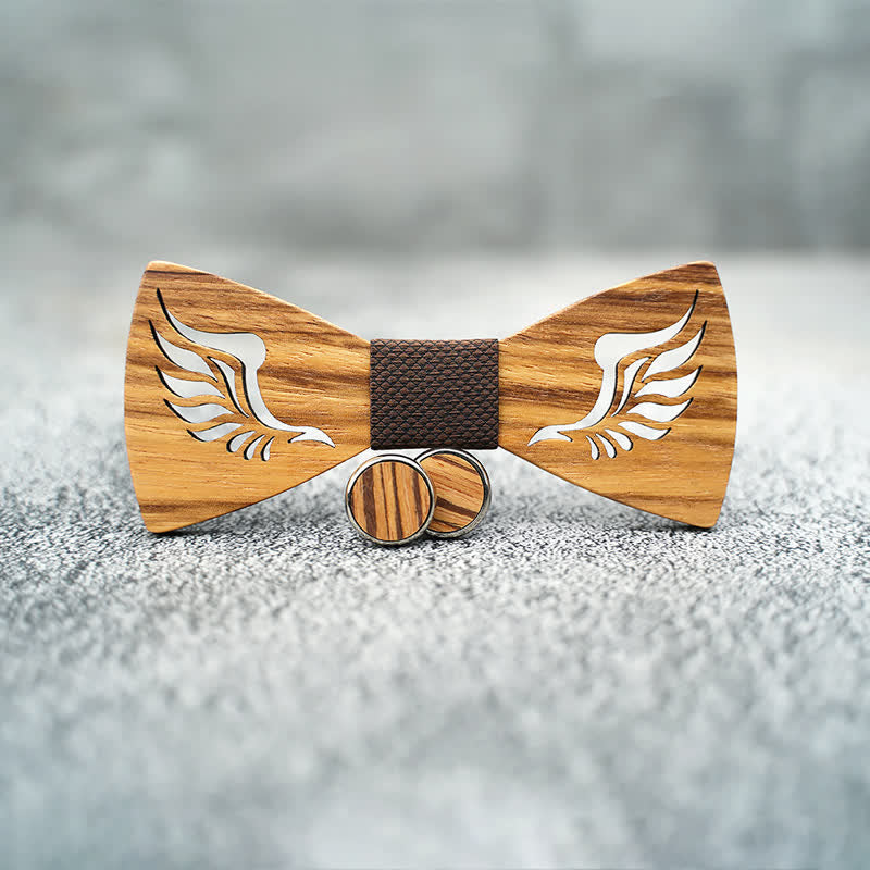 Set di 3 papillon in legno con ali ad angolo cavo da uomo - image 6