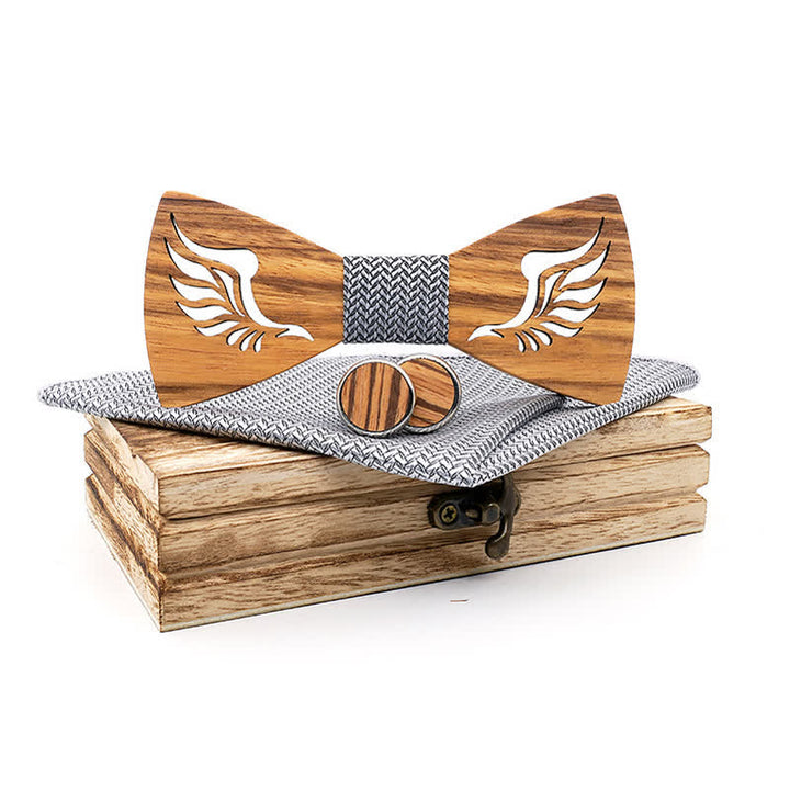 Set di 3 papillon in legno con ali ad angolo cavo da uomo - Grigio - image 8