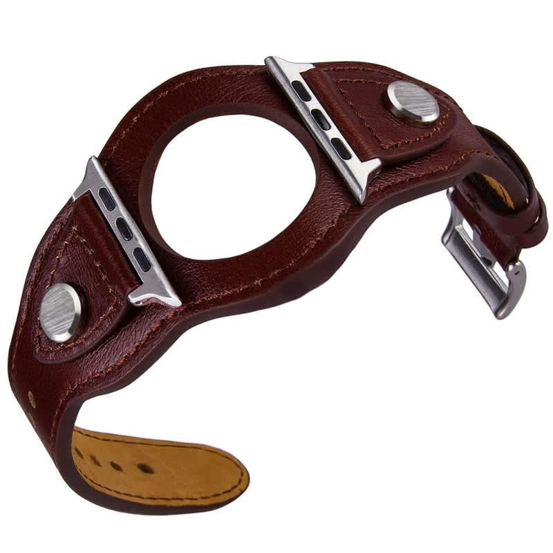 Braccialetto retrò con polsino e cinturino per orologio - Marrone-rossastro - Dimensioni quadrante orologio 42mm/44mm/45mm - image 1