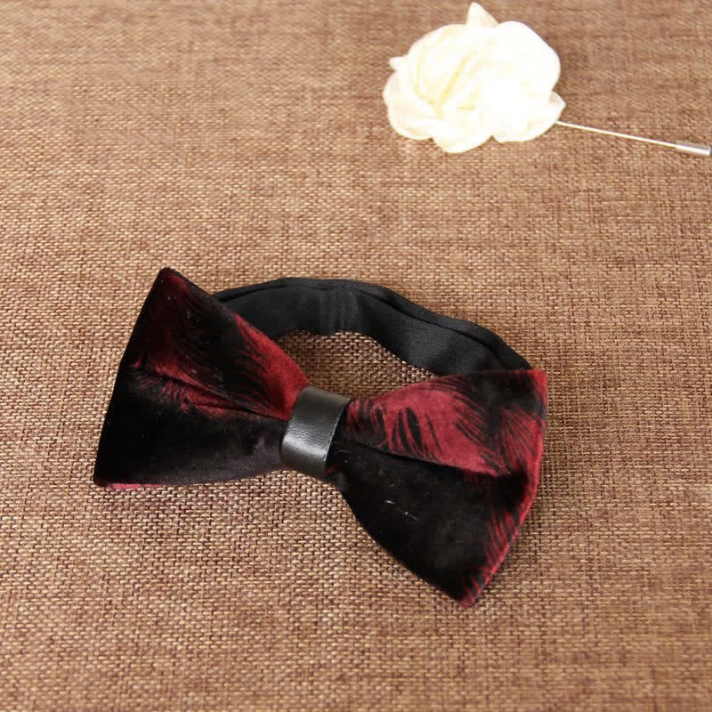 Papillon da uomo elegante e lussuoso in velluto per banchetto - Rosso scuro - image 8