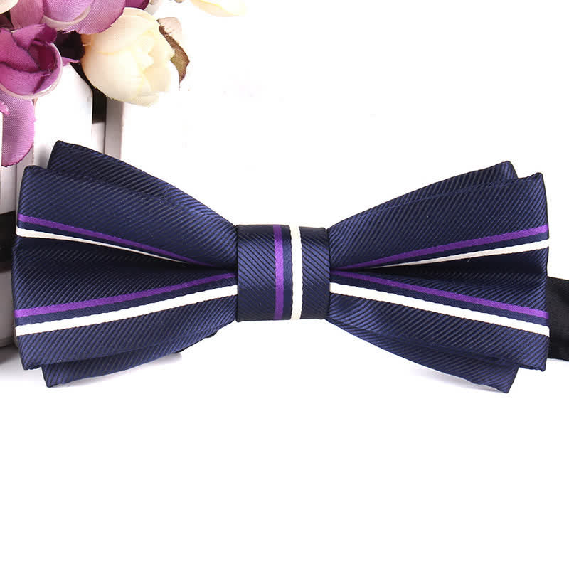 Papillon a righe colorate elegante e innovativo da uomo - Blu marino e viola - image 9
