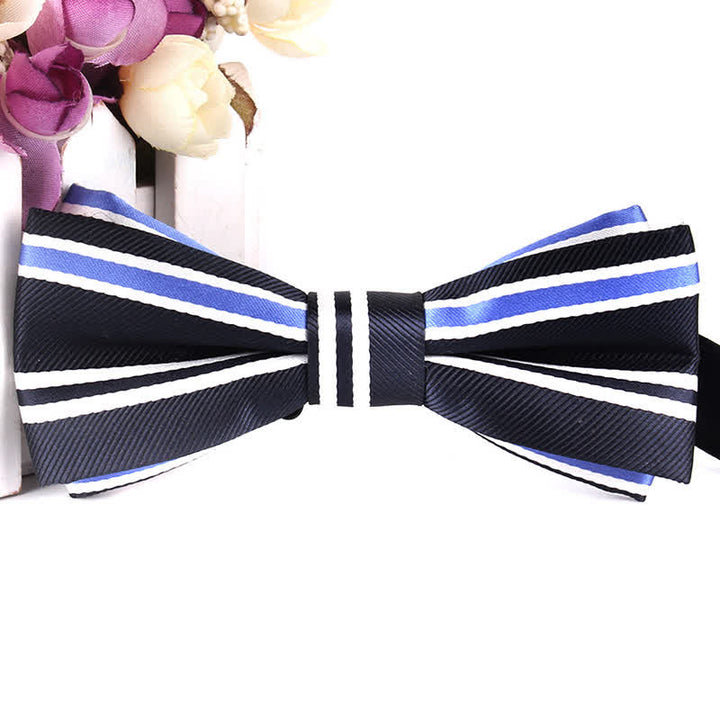 Papillon a righe colorate elegante e innovativo da uomo - Nero e azzurro cielo - image 11