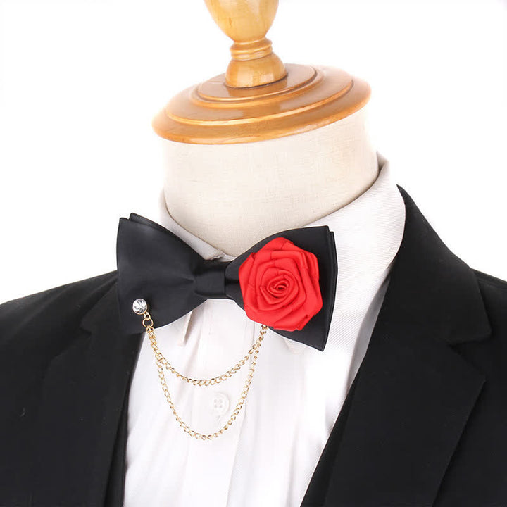 Papillon elegante da uomo con decorazione a catena dorata e rosa - image 10