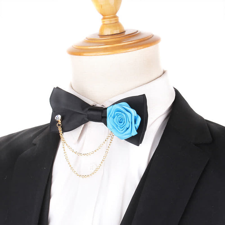 Papillon elegante da uomo con decorazione a catena dorata e rosa - image 14