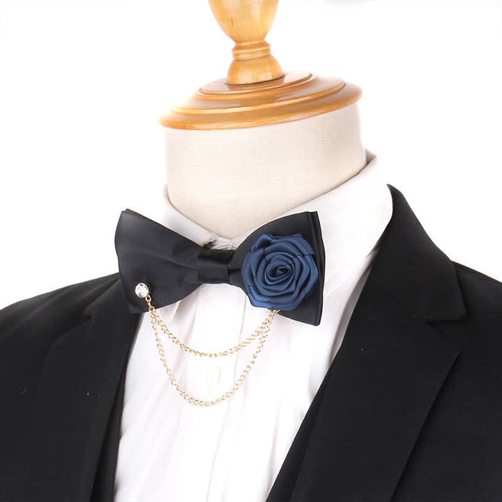 Papillon elegante da uomo con decorazione a catena dorata e rosa - image 18