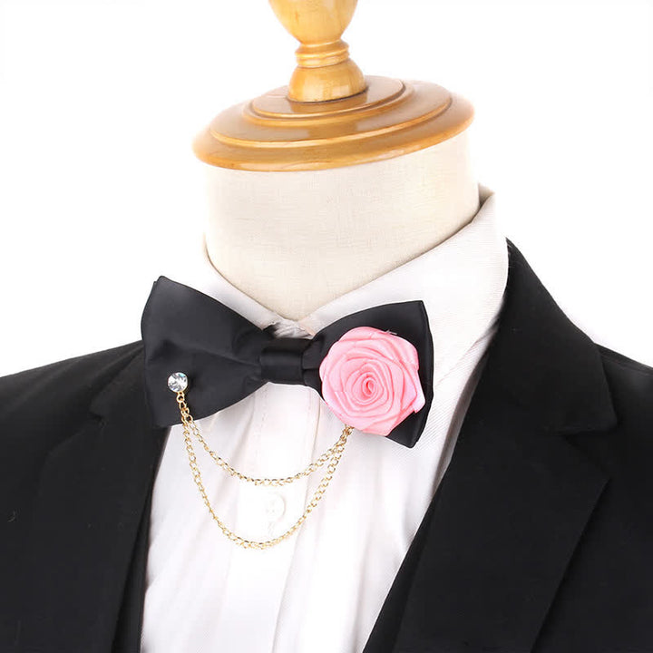 Papillon elegante da uomo con decorazione a catena dorata e rosa - image 8