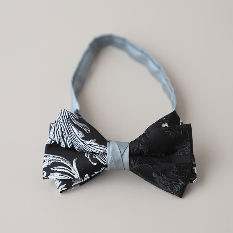 Papillon da uomo con ricamo floreale bianco e nero - Stile n. 2 - image 5