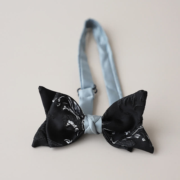 Papillon da uomo con ricamo floreale bianco e nero - Stile n. 3 - image 6