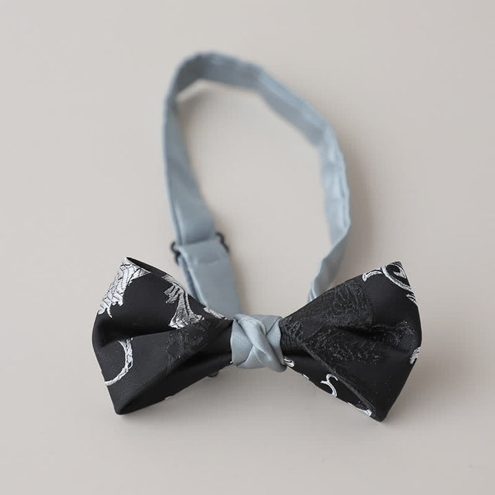 Papillon da uomo con ricamo floreale bianco e nero - Stile n. 6 - image 9