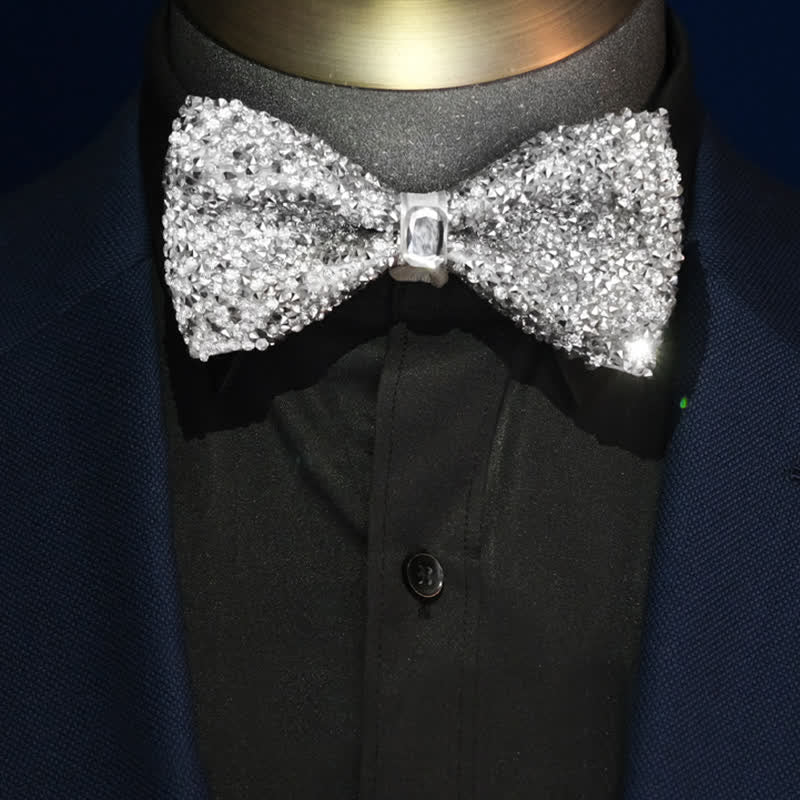 Papillon da uomo con strass bianchi scintillanti - image 0