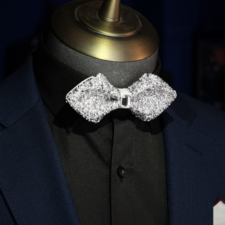 Papillon da uomo con strass bianchi scintillanti - image 8