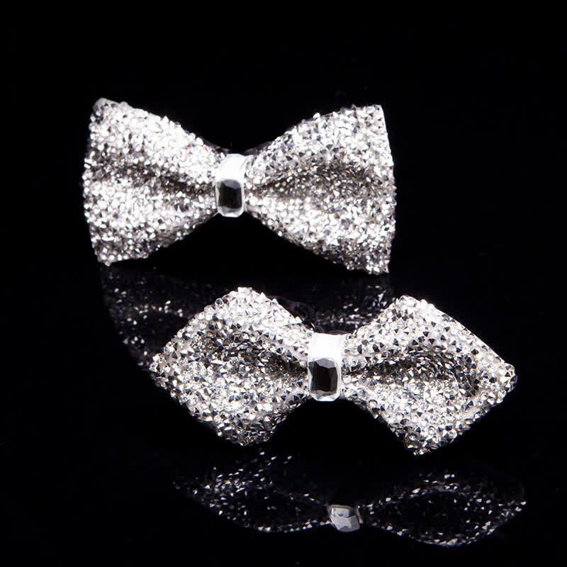 Papillon da uomo con strass bianchi scintillanti - image 1