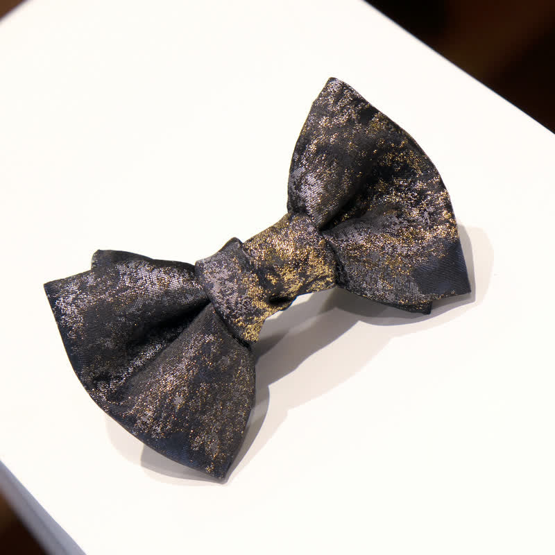 Papillon da uomo vintage con fili dorati chiari e lucidi - Nero - image 1