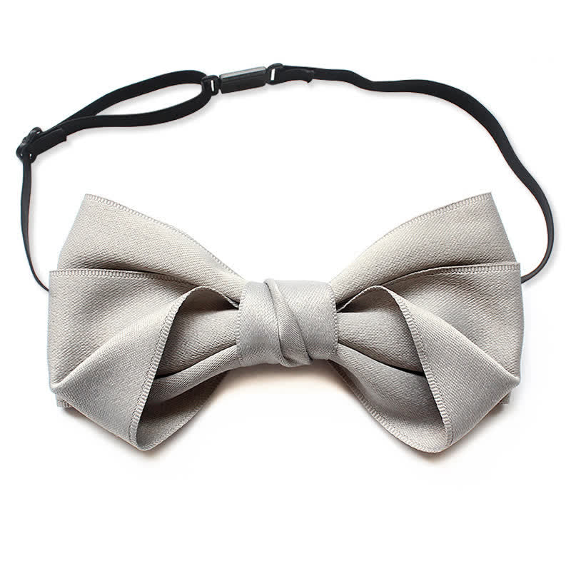 Camicia da uomo semplice alla moda con papillon e colori solidi - Grigio chiaro - image 7