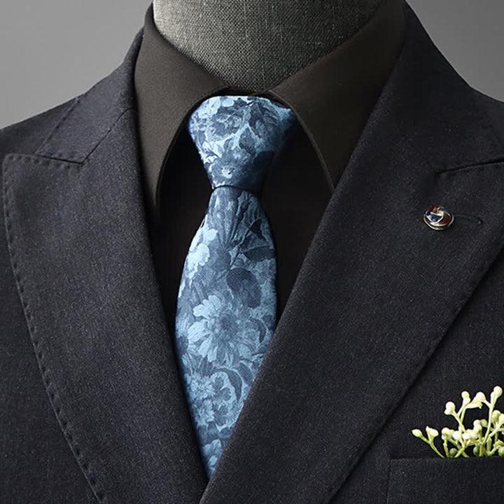 Cravatta da uomo con motivo floreale vintage - Blu - Da annodare - image 12