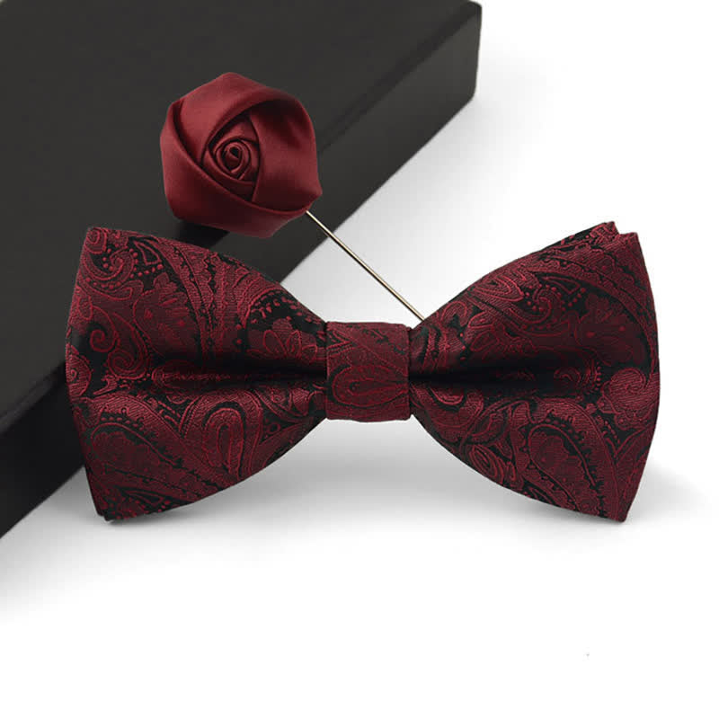 Set di 3 fazzoletti da uomo con papillon bordeaux - Papillon + Spilla - image 2