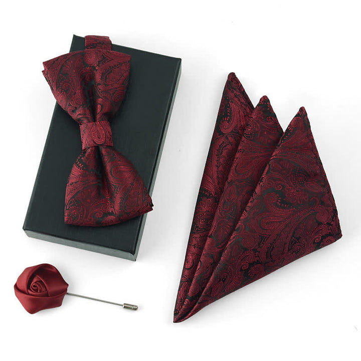 Set di 3 fazzoletti da uomo con papillon bordeaux - 3 pezzi - image 4