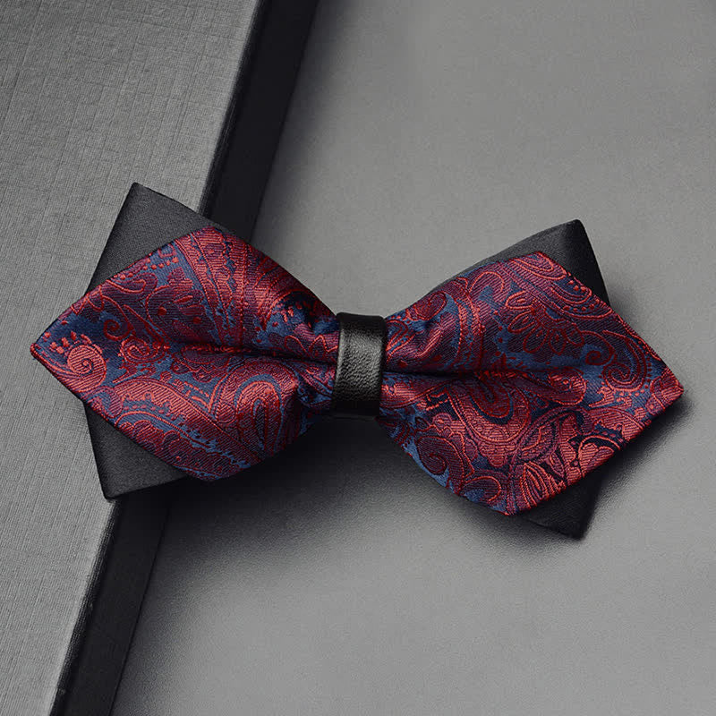 Set di 3 papillon a doppia punta con motivo Paisley esotico da uomo