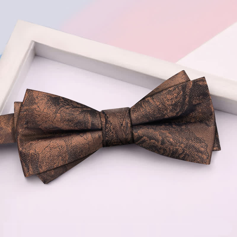 Set di 3 cravatte da uomo vintage in bronzo con motivo a farfalla e fiori - Papillon - image 3