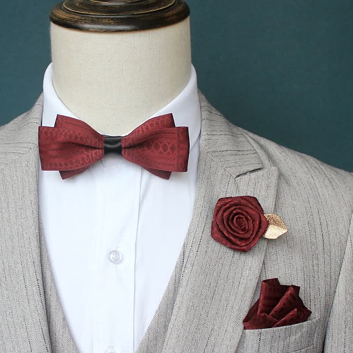 Set di 3 cravatte a farfalla eleganti vintage da uomo con linee scure - image 0