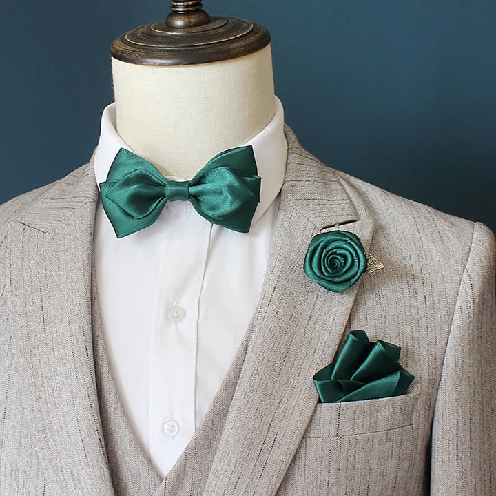 Set di 3 papillon con corsage di rose per sposo e sposo da uomo - Verde - image 10