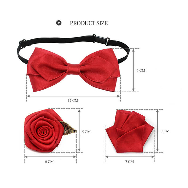 Set di 3 papillon con corsage di rose per sposo e sposo da uomo - image 2