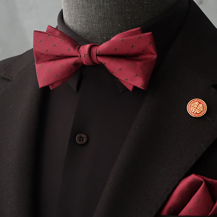 Set di 2 fazzoletti con papillon e motivo floreale bordeaux da uomo - Stile n. 10 - image 22