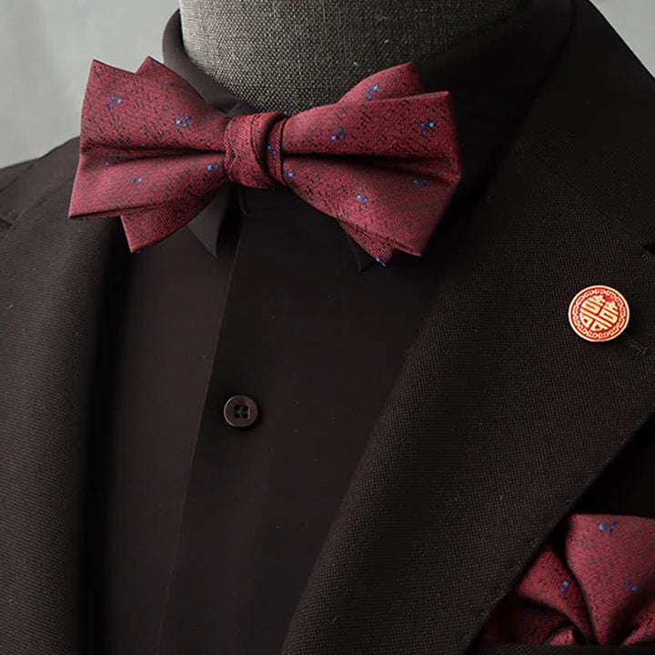 Set di 2 fazzoletti con papillon e motivo floreale bordeaux da uomo - Stile n. 2 - image 6