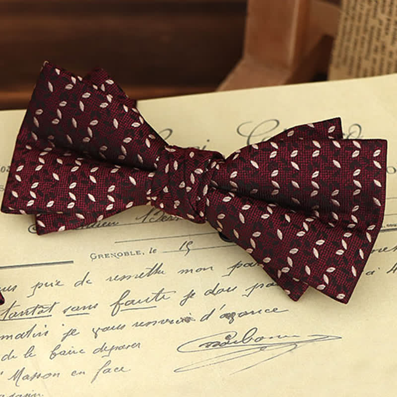 Set di 2 fazzoletti con papillon e motivo floreale bordeaux da uomo - image 9