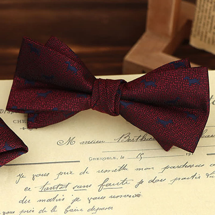 Set di 2 fazzoletti con papillon e motivo floreale bordeaux da uomo - image 15