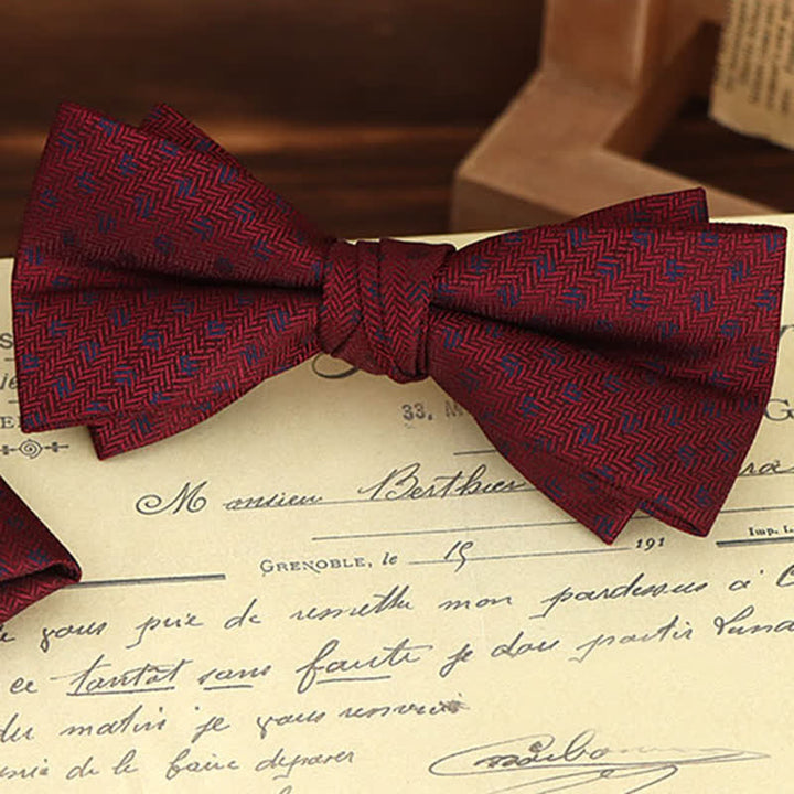 Set di 2 fazzoletti con papillon e motivo floreale bordeaux da uomo - image 17