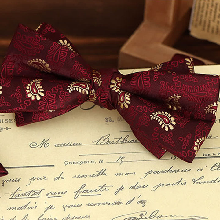 Set di 2 fazzoletti con papillon e motivo floreale bordeaux da uomo - image 19