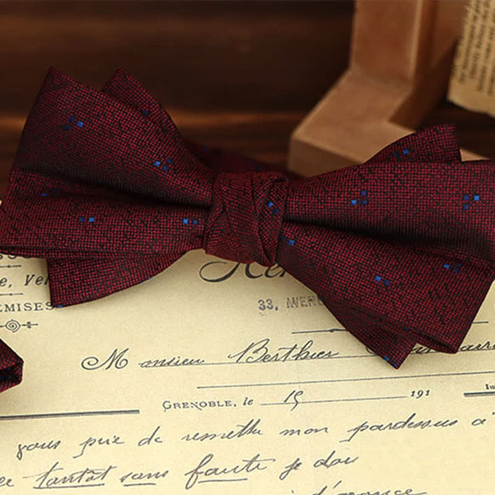 Set di 2 fazzoletti con papillon e motivo floreale bordeaux da uomo - image 7
