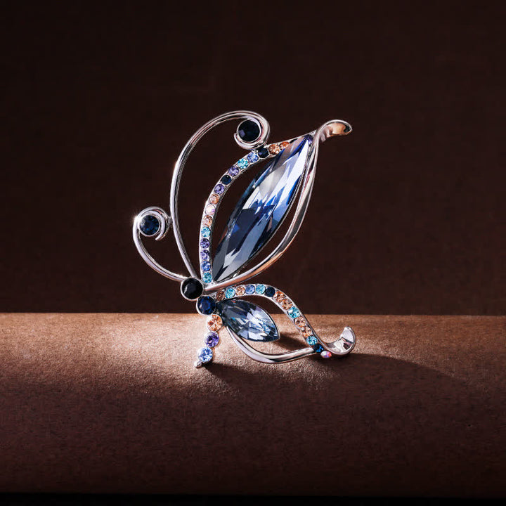 Spilla da donna con strass di cristallo blu a forma di farfalla - image 3