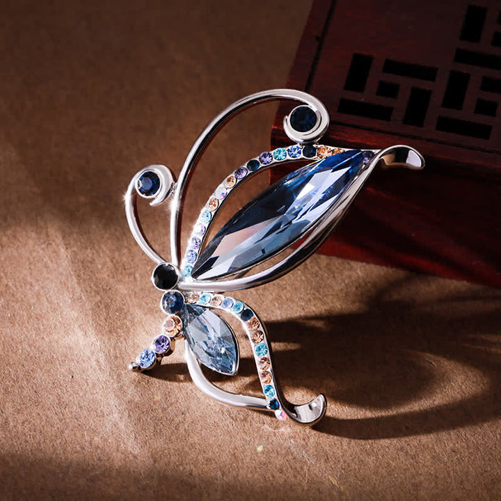 Spilla da donna con strass di cristallo blu a forma di farfalla - image 4