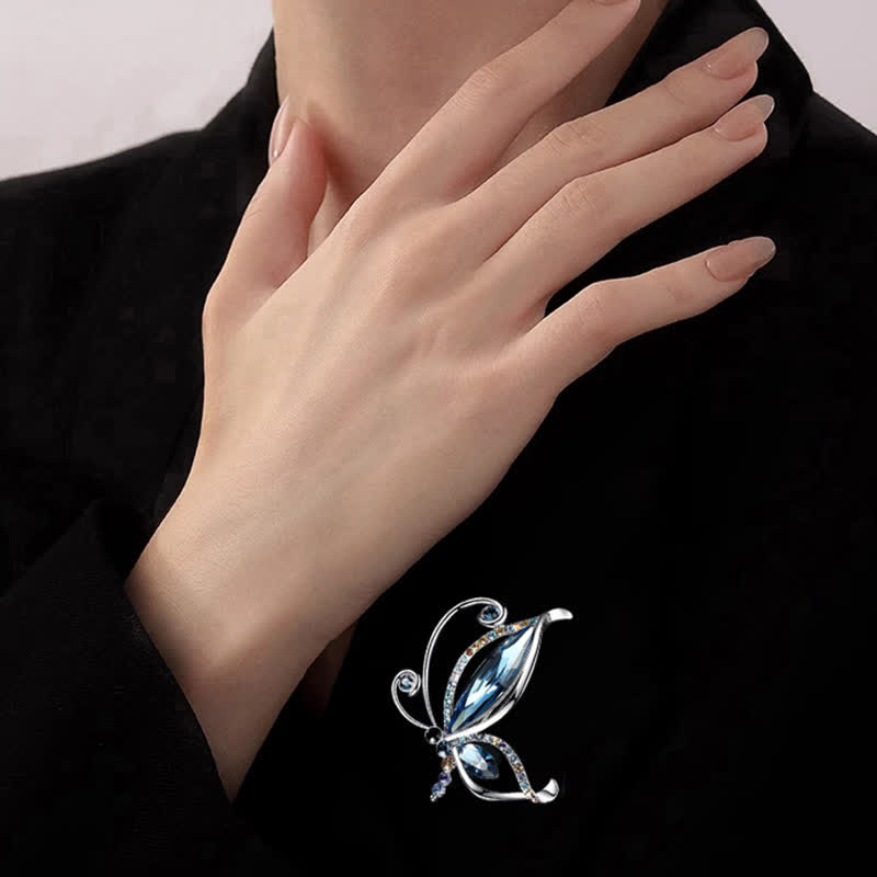 Spilla da donna con strass di cristallo blu a forma di farfalla - image 2