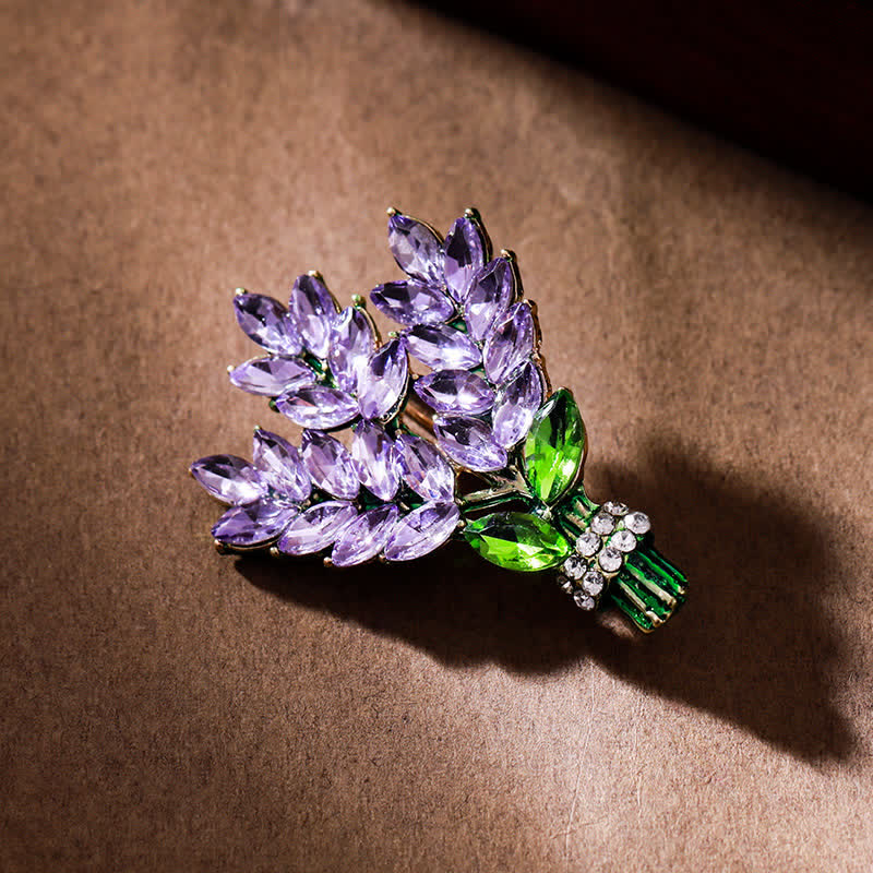 Spilla da donna con bouquet di strass e lavanda - Viola e verde - image 2