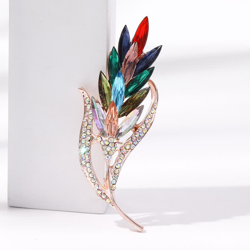 Spilla da donna con spiga di grano dorata e strass - Colorato - image 7