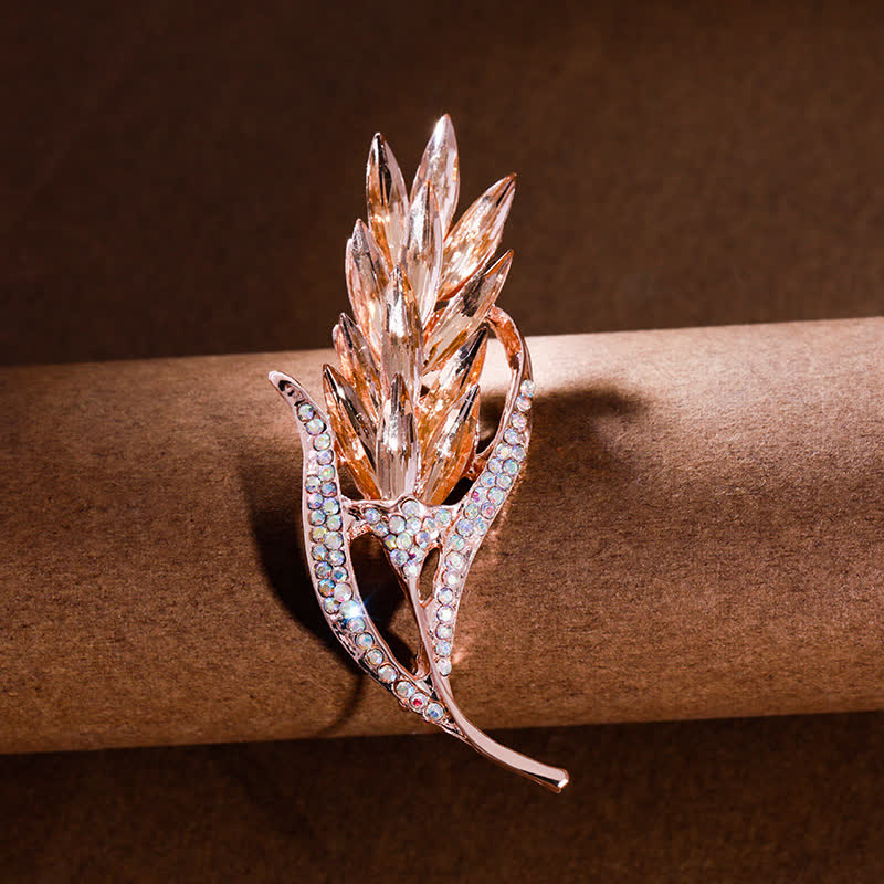 Spilla da donna con spiga di grano dorata e strass - Champagne - image 0