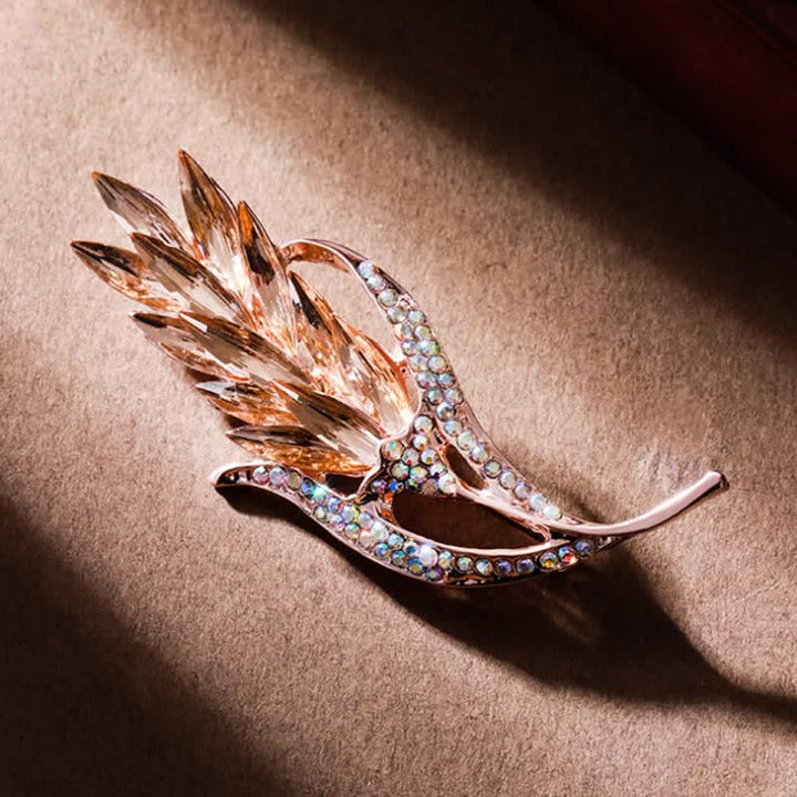 Spilla da donna con spiga di grano dorata e strass - image 3