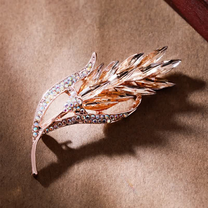 Spilla da donna con spiga di grano dorata e strass - image 2
