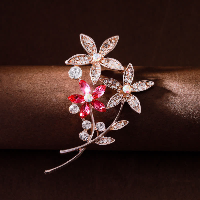 Spilla da donna con fiore di strass scintillanti - Rosa - image 7
