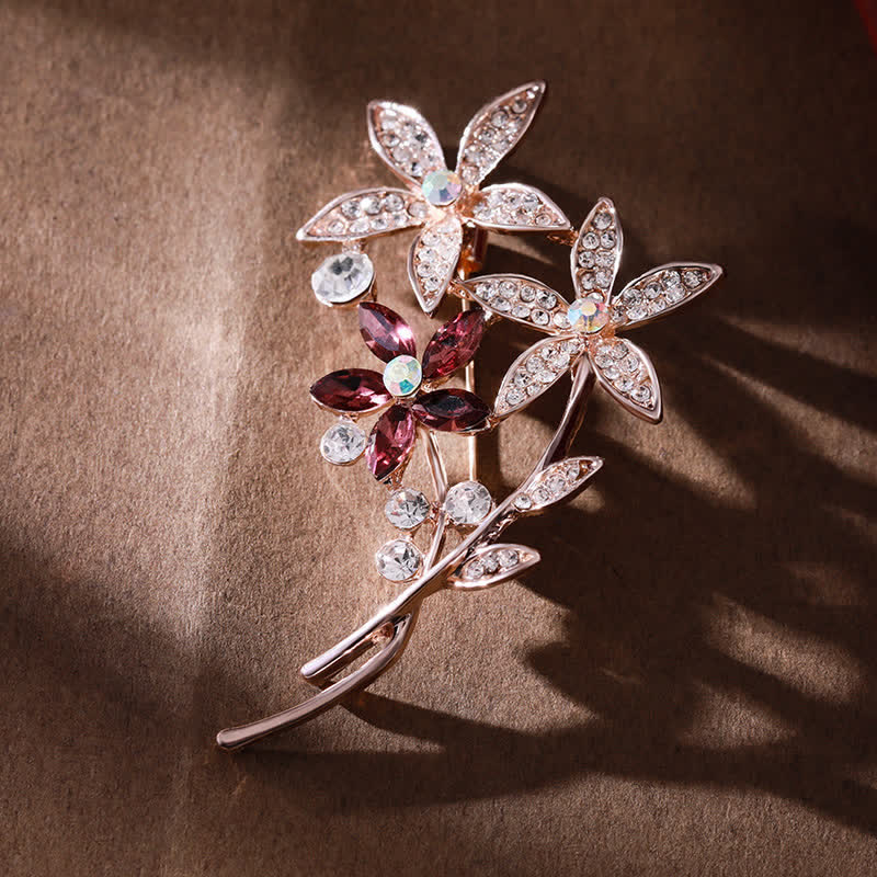 Spilla da donna con fiore di strass scintillanti - Vino rosso - image 6