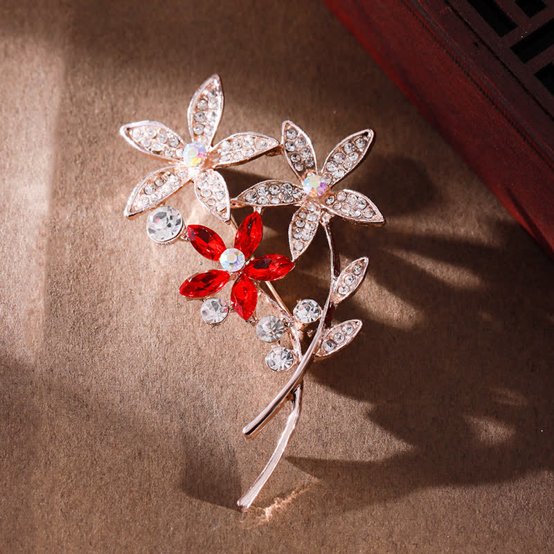 Spilla da donna con fiore di strass scintillanti - Rosso - image 8