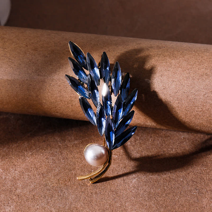 Spilla da donna con bouquet di grano dorato antico - Blu - image 5
