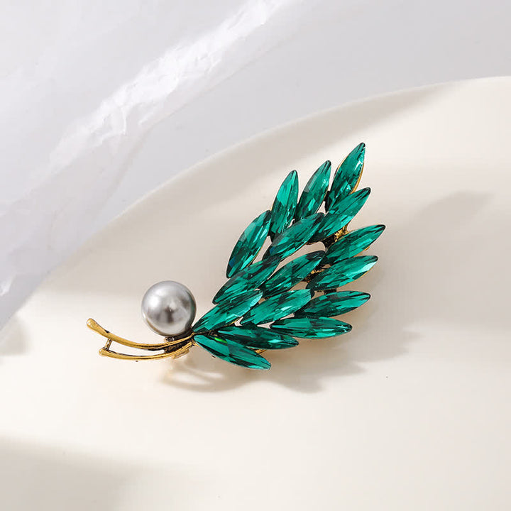 Spilla da donna con bouquet di grano dorato antico - Verde - image 7