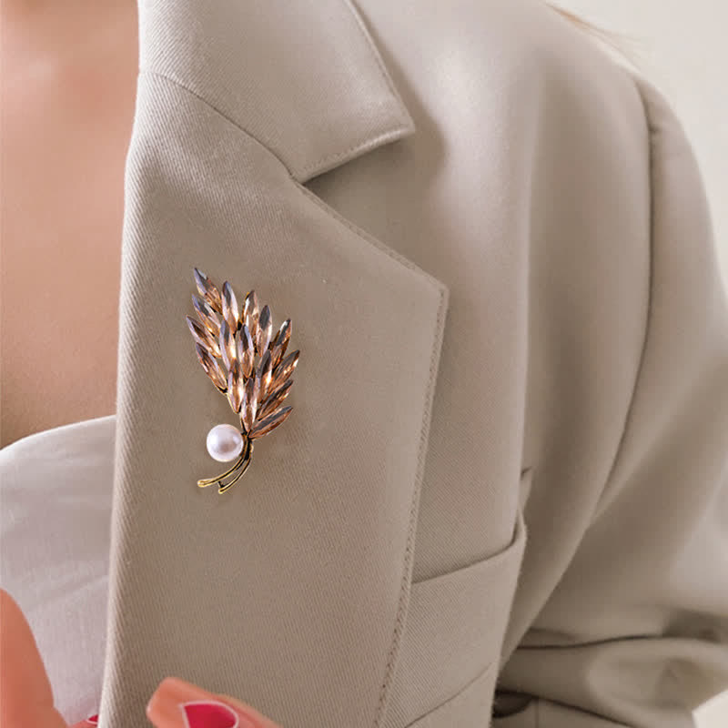 Spilla da donna con bouquet di grano dorato antico - image 1