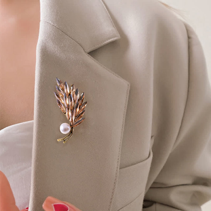 Spilla da donna con bouquet di grano dorato antico - image 1